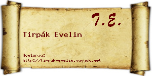 Tirpák Evelin névjegykártya